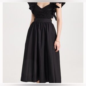 En Saison Black Halter Sundress with Flutter Sleeves